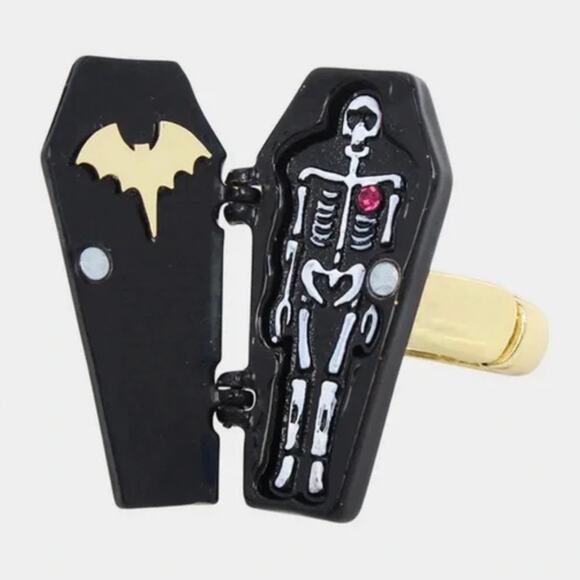 NEW | Betsey Johnson | HTF Ghoul Friends Glow-In-The-Dark Stretch Coffin Ring - Picture 7 of 8